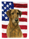 Brindle Irish Wolfhound American Flag House Flag 28x40 Porch Sleeve Pole Decorative Outside Yard Banner Artwork Wall Hanging, Polyester