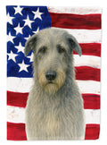 Gray Irish Wolfhound American Flag House Flag 28x40 Porch Sleeve Pole Decorative Outside Yard Banner Artwork Wall Hanging, Polyester