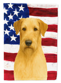 Wheaten Irish Wolfhound American Flag House Flag 28x40 Porch Sleeve Pole Decorative Outside Yard Banner Artwork Wall Hanging, Polyester