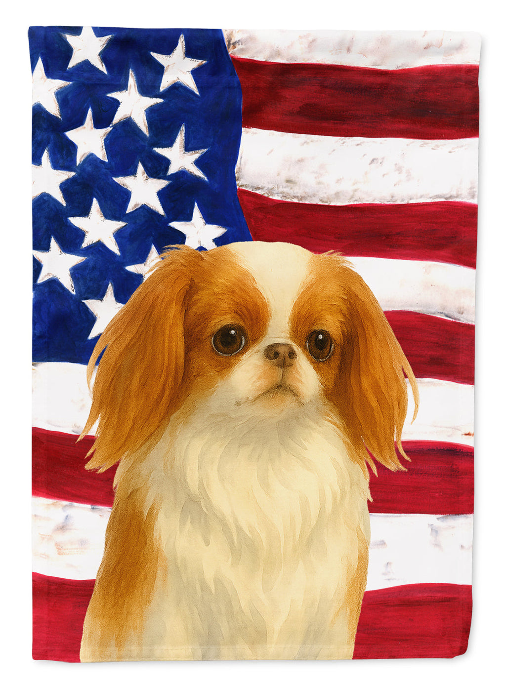 Red and White Japanese Chin American Flag House Flag 28x40 Porch Sleeve Pole Decorative Outside Yard Banner Artwork Wall Hanging, Polyester