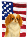 Red and White Japanese Chin American Flag House Flag 28x40 Porch Sleeve Pole Decorative Outside Yard Banner Artwork Wall Hanging, Polyester