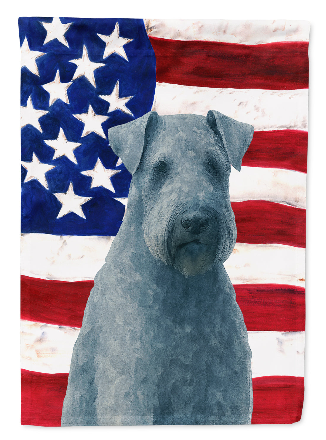 Kerry Blue Terrier American Flag House Flag 28x40 Porch Sleeve Pole Decorative Outside Yard Banner Artwork Wall Hanging, Polyester