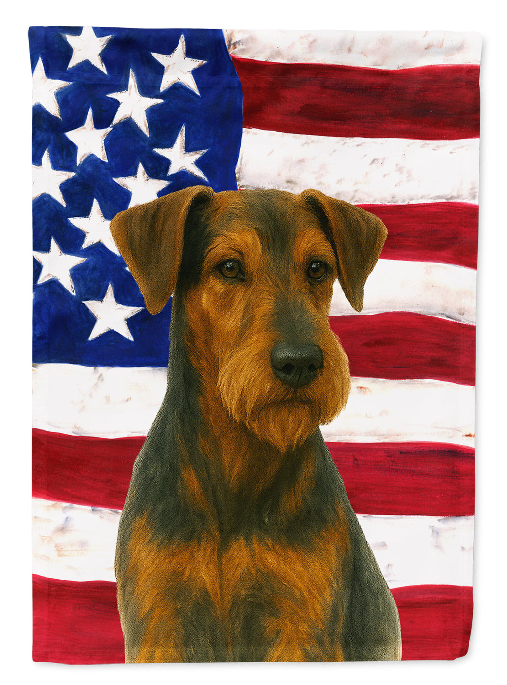 Black and Tan Lakeland Terrier American Flag House Flag 28x40 Porch Sleeve Pole Decorative Outside Yard Banner Artwork Wall Hanging, Polyester