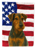 Black and Tan Lakeland Terrier American Flag House Flag 28x40 Porch Sleeve Pole Decorative Outside Yard Banner Artwork Wall Hanging, Polyester
