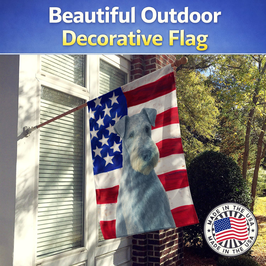 Blue Lakeland Terrier American Flag House Flag 28x40 Porch Sleeve Pole Decorative Outside Yard Banner Artwork Wall Hanging, Polyester