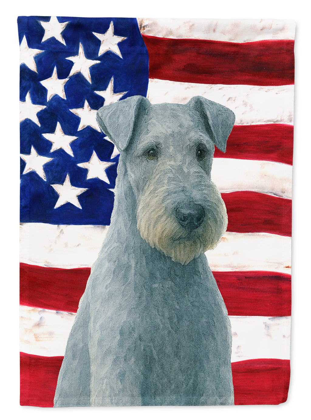 Blue Lakeland Terrier American Flag House Flag 28x40 Porch Sleeve Pole Decorative Outside Yard Banner Artwork Wall Hanging, Polyester