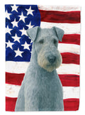 Blue Lakeland Terrier American Flag House Flag 28x40 Porch Sleeve Pole Decorative Outside Yard Banner Artwork Wall Hanging, Polyester