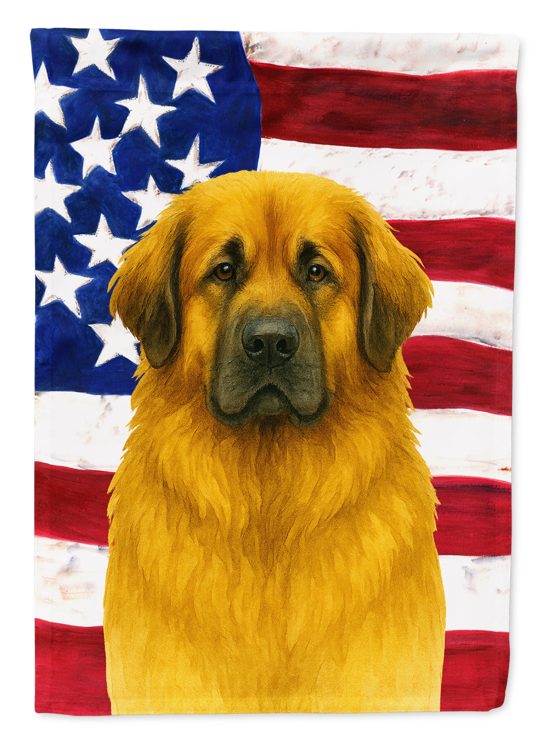 Lion Yellow Leonberger American Flag House Flag 28x40 Porch Sleeve Pole Decorative Outside Yard Banner Artwork Wall Hanging, Polyester
