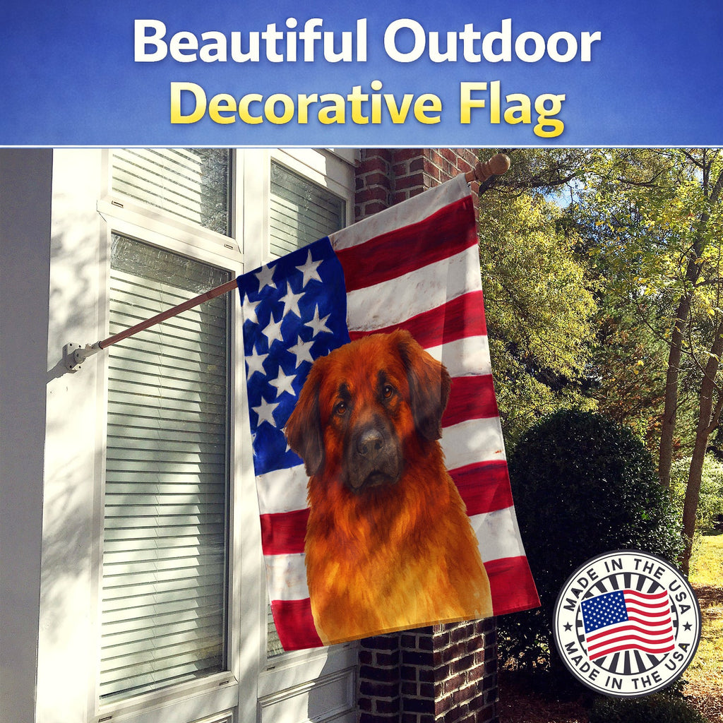 Red Leonberger American Flag House Flag 28x40 Porch Sleeve Pole Decorative Outside Yard Banner Artwork Wall Hanging, Polyester