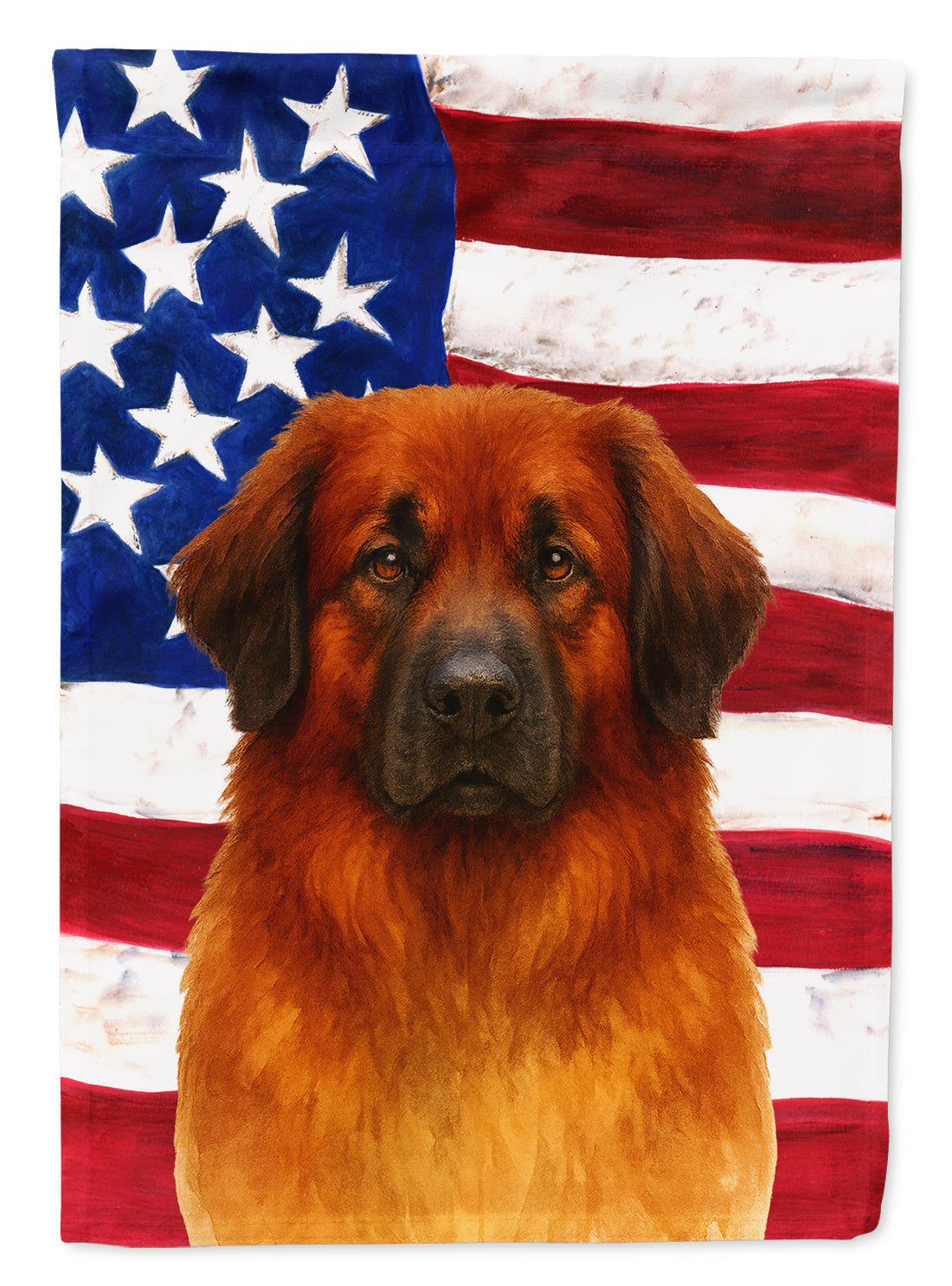 Red Leonberger American Flag House Flag 28x40 Porch Sleeve Pole Decorative Outside Yard Banner Artwork Wall Hanging, Polyester