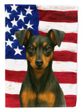 Black and Rust Miniature Pinscher American Flag House Flag 28x40 Porch Sleeve Pole Decorative Outside Yard Banner Artwork Wall Hanging, Polyester