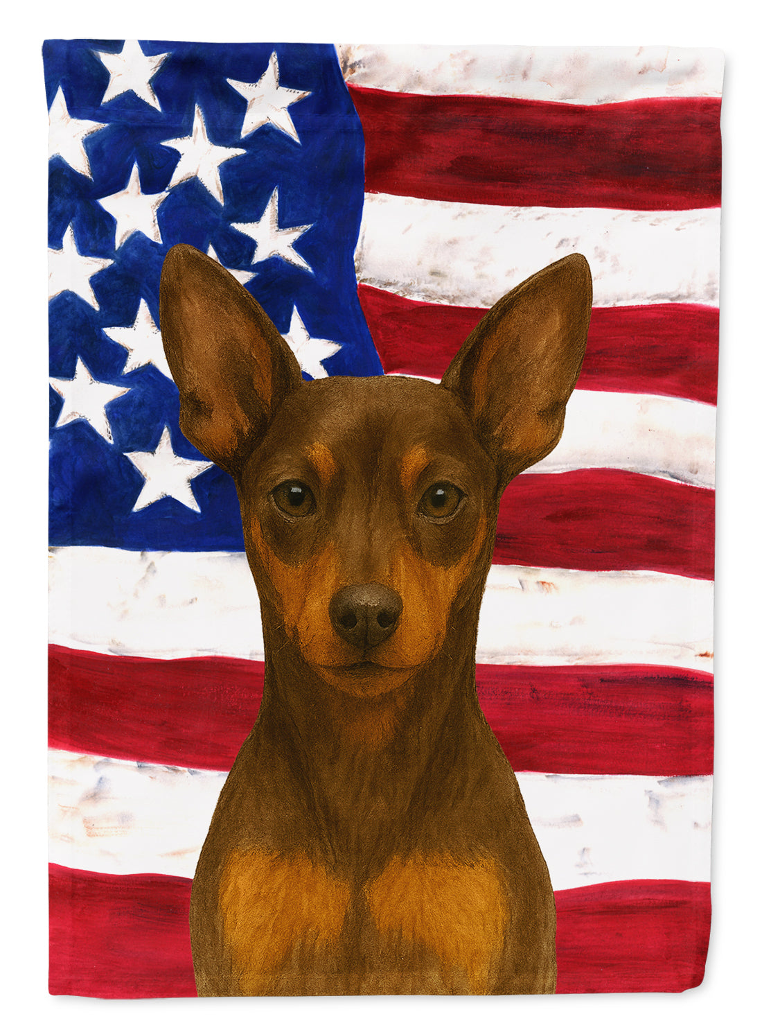 Chocolate and Rust Miniature Pinscher American Flag House Flag 28x40 Porch Sleeve Pole Decorative Outside Yard Banner Artwork Wall Hanging, Polyester
