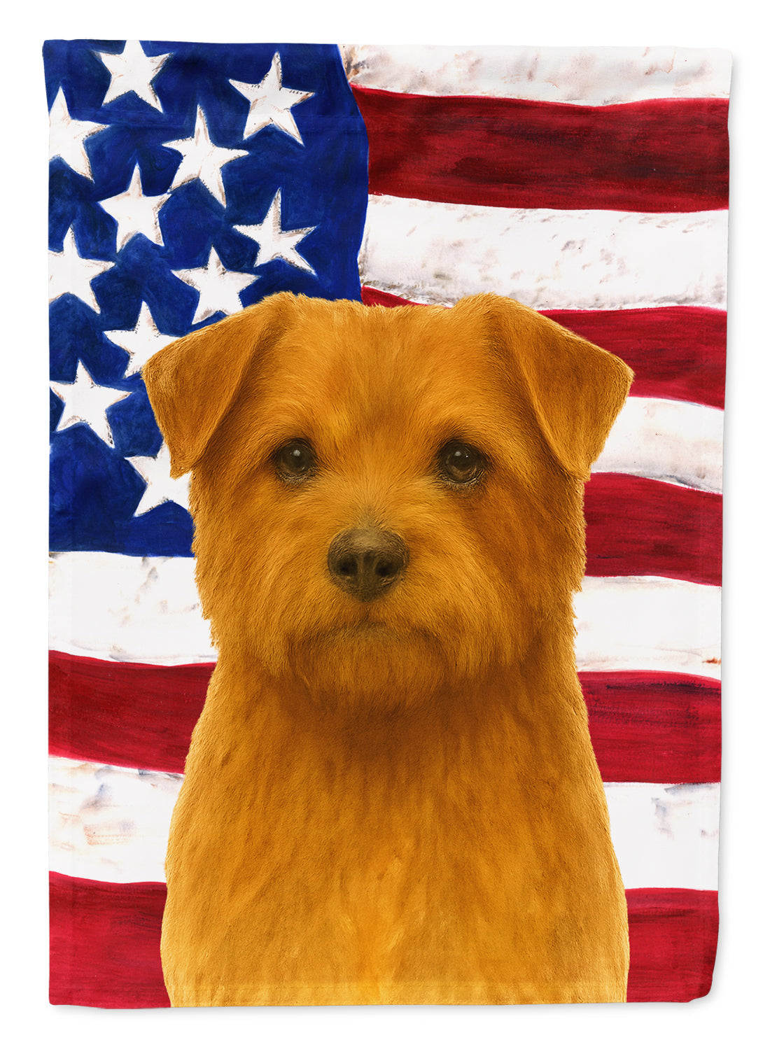 Red Norfolk Terrier American Flag House Flag 28x40 Porch Sleeve Pole Decorative Outside Yard Banner Artwork Wall Hanging, Polyester