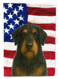 Black and Tan Otterhound American Flag House Flag 28x40 Porch Sleeve Pole Decorative Outside Yard Banner Artwork Wall Hanging, Polyester