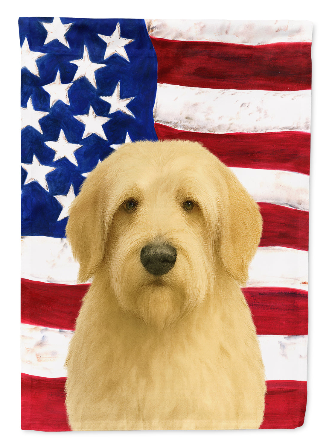 Wheaten Otterhound American Flag House Flag 28x40 Porch Sleeve Pole Decorative Outside Yard Banner Artwork Wall Hanging, Polyester