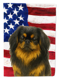 Black and Tan Pekingese American Flag House Flag 28x40 Porch Sleeve Pole Decorative Outside Yard Banner Artwork Wall Hanging, Polyester