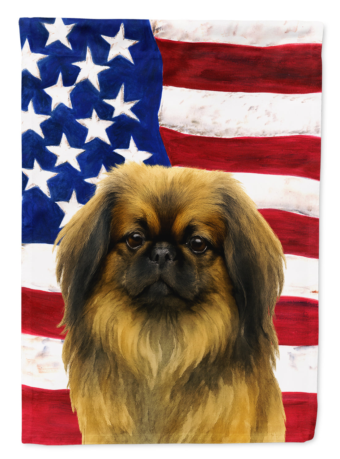 Sable Pekingese American Flag House Flag 28x40 Porch Sleeve Pole Decorative Outside Yard Banner Artwork Wall Hanging, Polyester
