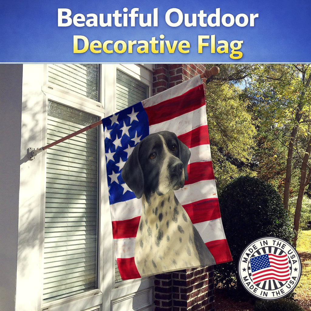 Black and White Pointer American Flag House Flag 28x40 Porch Sleeve Pole Decorative Outside Yard Banner Artwork Wall Hanging, Polyester