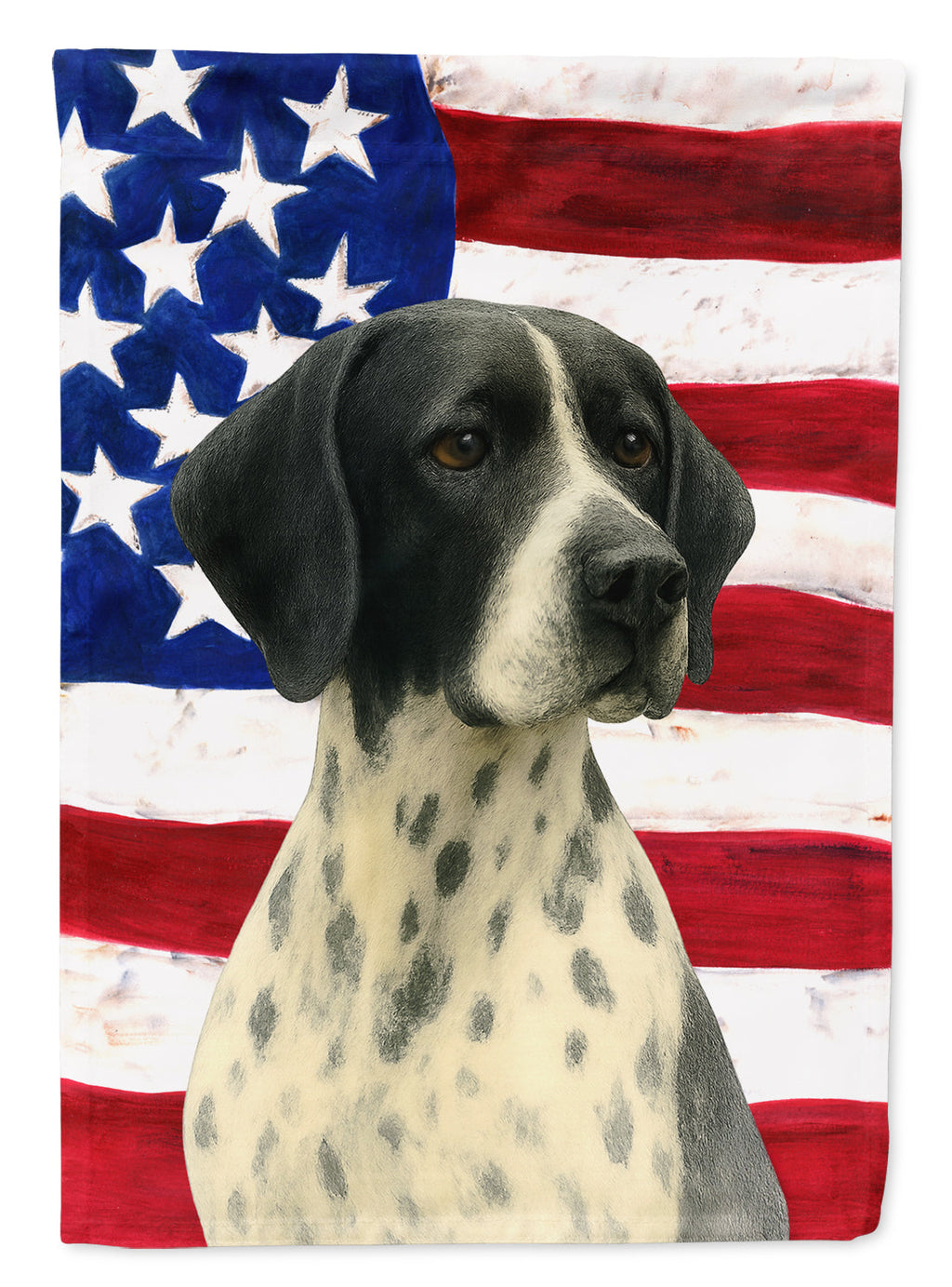 Black and White Pointer American Flag House Flag 28x40 Porch Sleeve Pole Decorative Outside Yard Banner Artwork Wall Hanging, Polyester