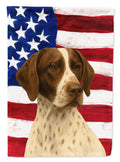 Liver and White Pointer American Flag House Flag 28x40 Porch Sleeve Pole Decorative Outside Yard Banner Artwork Wall Hanging, Polyester