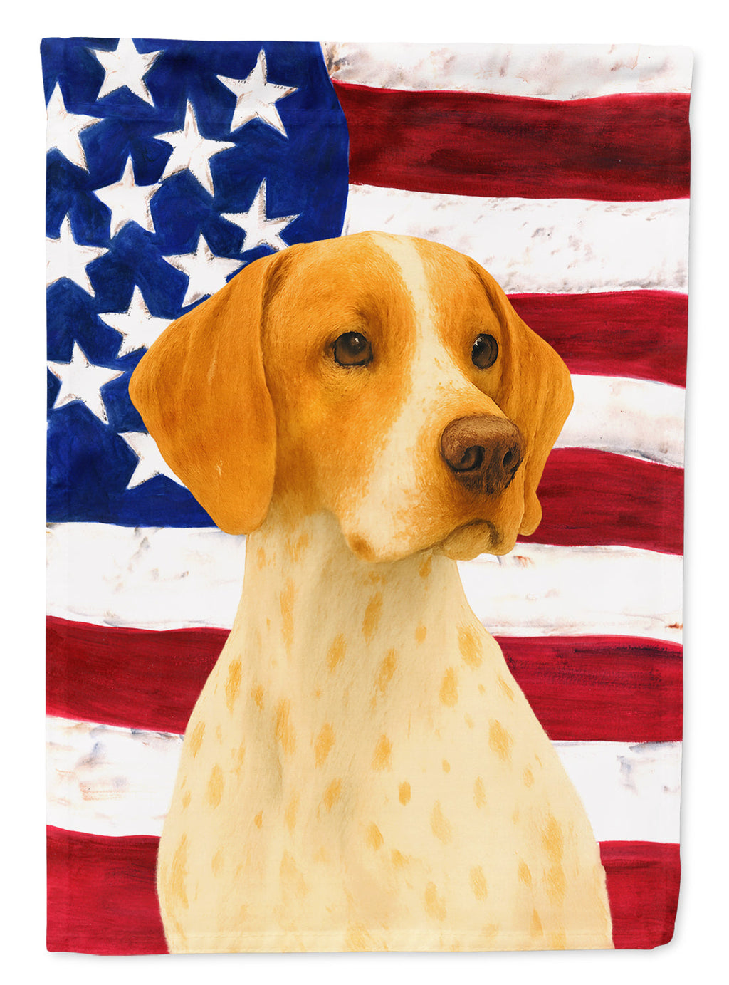Orange and White Pointer American Flag House Flag 28x40 Porch Sleeve Pole Decorative Outside Yard Banner Artwork Wall Hanging, Polyester