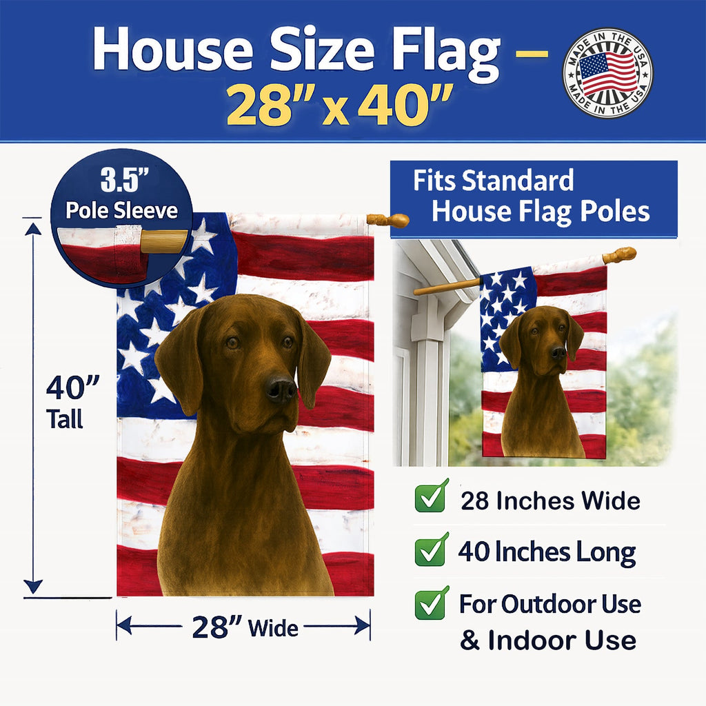 Liver Pointer American Flag House Flag 28x40 Porch Sleeve Pole Decorative Outside Yard Banner Artwork Wall Hanging, Polyester
