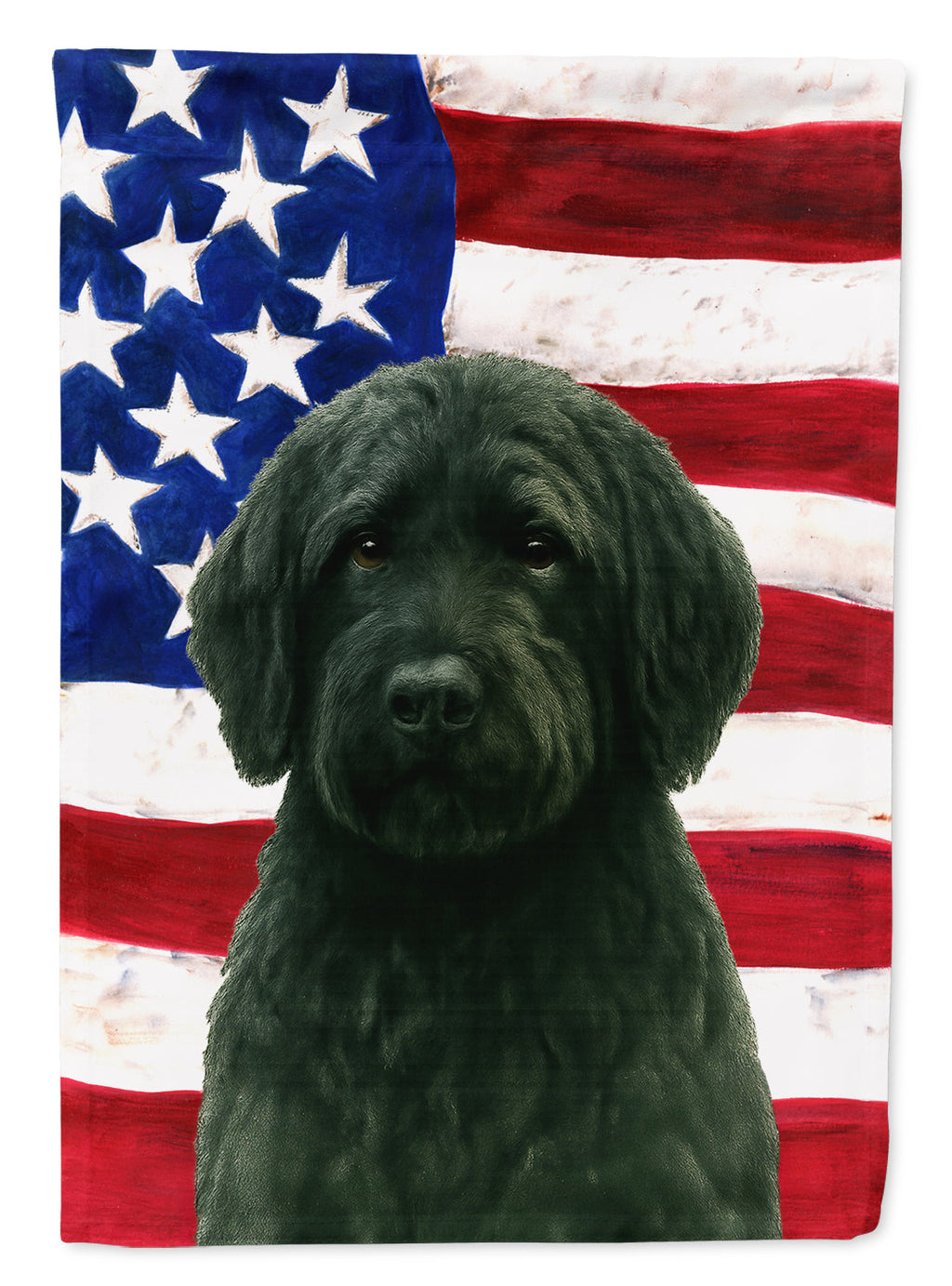 Black Portuguese Water Dog American Flag House Flag 28x40 Porch Sleeve Pole Decorative Outside Yard Banner Artwork Wall Hanging, Polyester