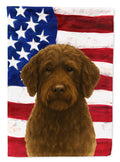 Brown Portuguese Water Dog American Flag House Flag 28x40 Porch Sleeve Pole Decorative Outside Yard Banner Artwork Wall Hanging, Polyester
