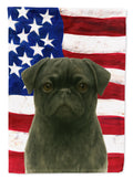 Black Pug American Flag House Flag 28x40 Porch Sleeve Pole Decorative Outside Yard Banner Artwork Wall Hanging, Polyester