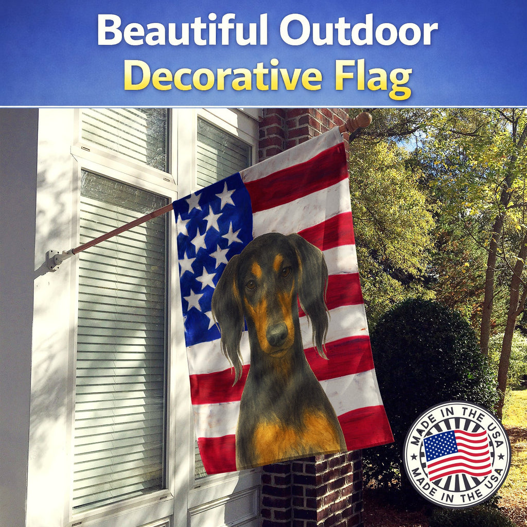 Black and Tan Saluki American Flag House Flag 28x40 Porch Sleeve Pole Decorative Outside Yard Banner Artwork Wall Hanging, Polyester