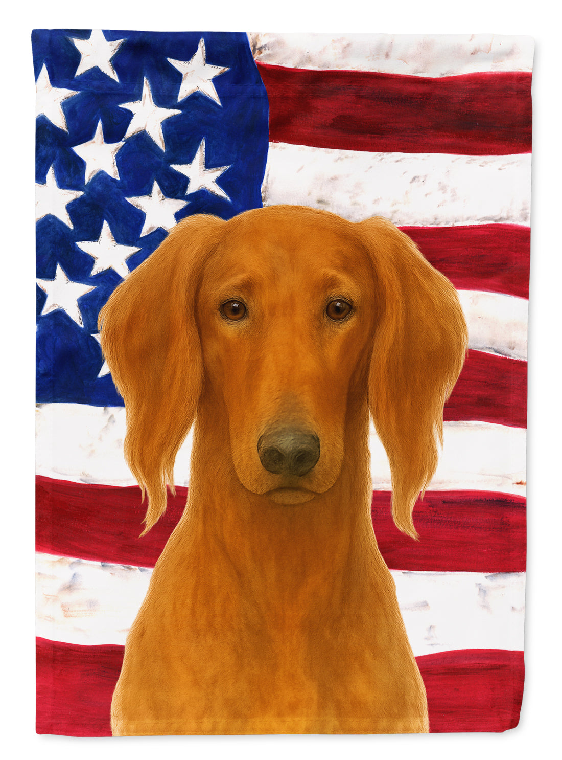 Red Saluki American Flag House Flag 28x40 Porch Sleeve Pole Decorative Outside Yard Banner Artwork Wall Hanging, Polyester