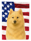 Cream Samoyed American Flag House Flag 28x40 Porch Sleeve Pole Decorative Outside Yard Banner Artwork Wall Hanging, Polyester