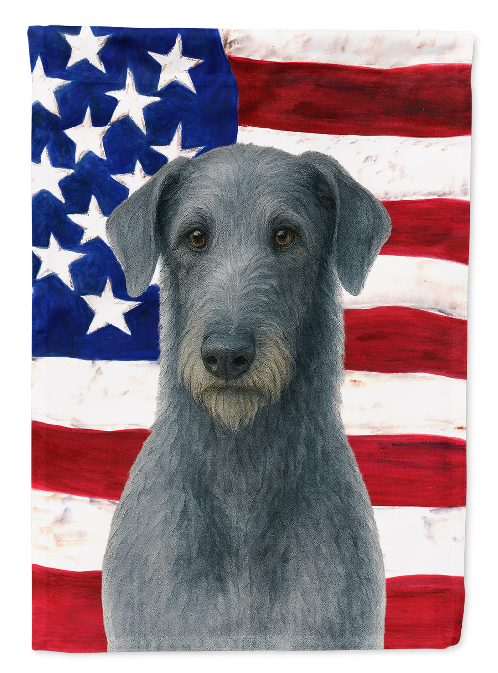 Blue-Gray Scottish Deerhound American Flag House Flag 28x40 Porch Sleeve Pole Decorative Outside Yard Banner Artwork Wall Hanging, Polyester
