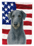 Blue-Gray Scottish Deerhound American Flag House Flag 28x40 Porch Sleeve Pole Decorative Outside Yard Banner Artwork Wall Hanging, Polyester