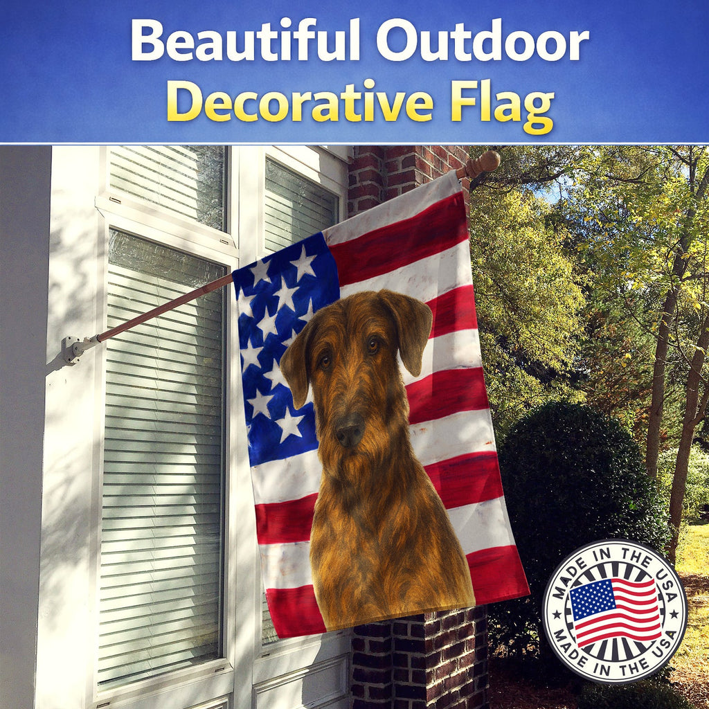 Brindle Scottish Deerhound American Flag House Flag 28x40 Porch Sleeve Pole Decorative Outside Yard Banner Artwork Wall Hanging, Polyester