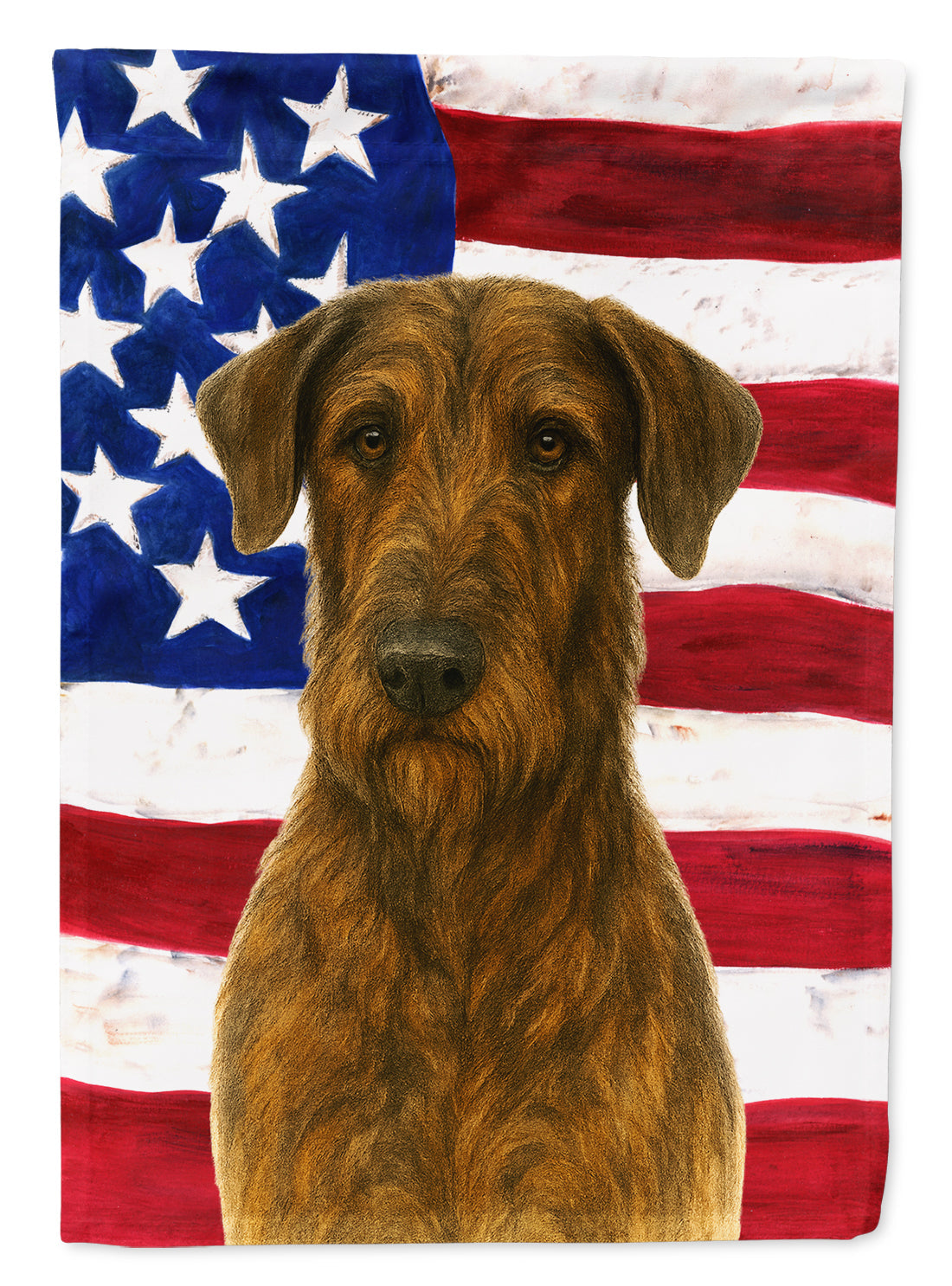 Brindle Scottish Deerhound American Flag House Flag 28x40 Porch Sleeve Pole Decorative Outside Yard Banner Artwork Wall Hanging, Polyester