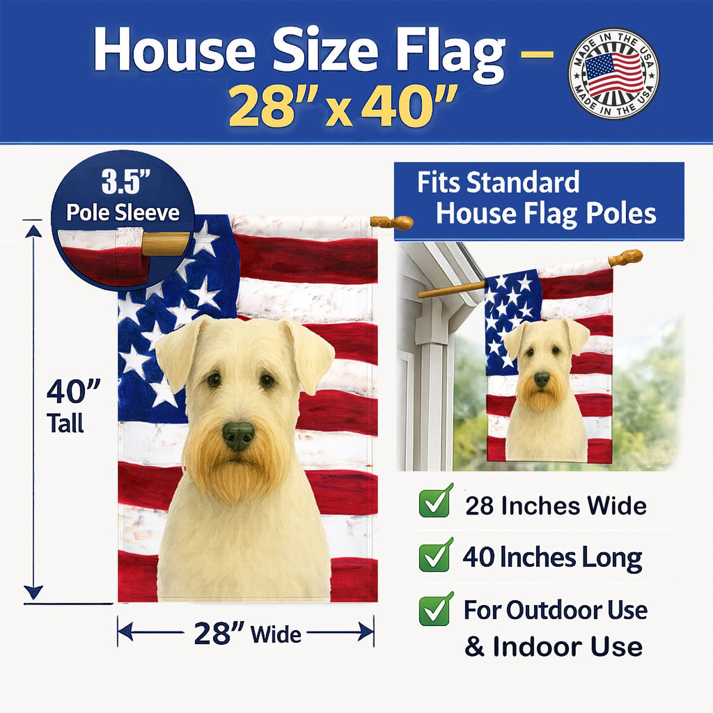 Sealyham Terrier American Flag House Flag 28x40 Porch Sleeve Pole Decorative Outside Yard Banner Artwork Wall Hanging, Polyester