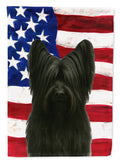 Black Skye Terrier American Flag House Flag 28x40 Porch Sleeve Pole Decorative Outside Yard Banner Artwork Wall Hanging, Polyester