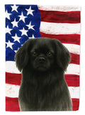 Black Tibetan Spaniel American Flag House Flag 28x40 Porch Sleeve Pole Decorative Outside Yard Banner Artwork Wall Hanging, Polyester
