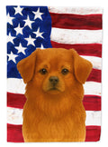 Red Tibetan Spaniel American Flag House Flag 28x40 Porch Sleeve Pole Decorative Outside Yard Banner Artwork Wall Hanging, Polyester