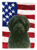 Black Tibetan Spaniel American Flag House Flag 28x40 Porch Sleeve Pole Decorative Outside Yard Banner Artwork Wall Hanging, Polyester