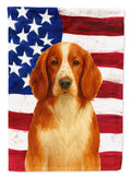 Welsh Springer Spaniel American Flag House Flag 28x40 Porch Sleeve Pole Decorative Outside Yard Banner Artwork Wall Hanging, Polyester