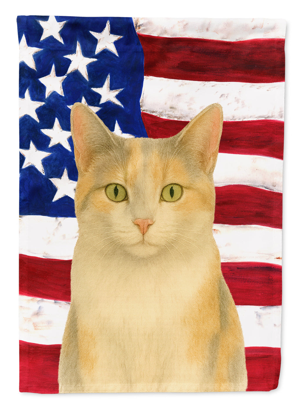 Dilute Calico Cat American House Flag 28x40 Porch Sleeve Pole Decorative Outside Yard Banner Artwork Wall Hanging, Polyester