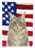 MainCoon Silver Tabby Cat American House Flag 28x40 Porch Sleeve Pole Decorative Outside Yard Banner Artwork Wall Hanging, Polyester