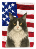 MainCoon Black and White Tabby Cat American House Flag 28x40 Porch Sleeve Pole Decorative Outside Yard Banner Artwork Wall Hanging, Polyester