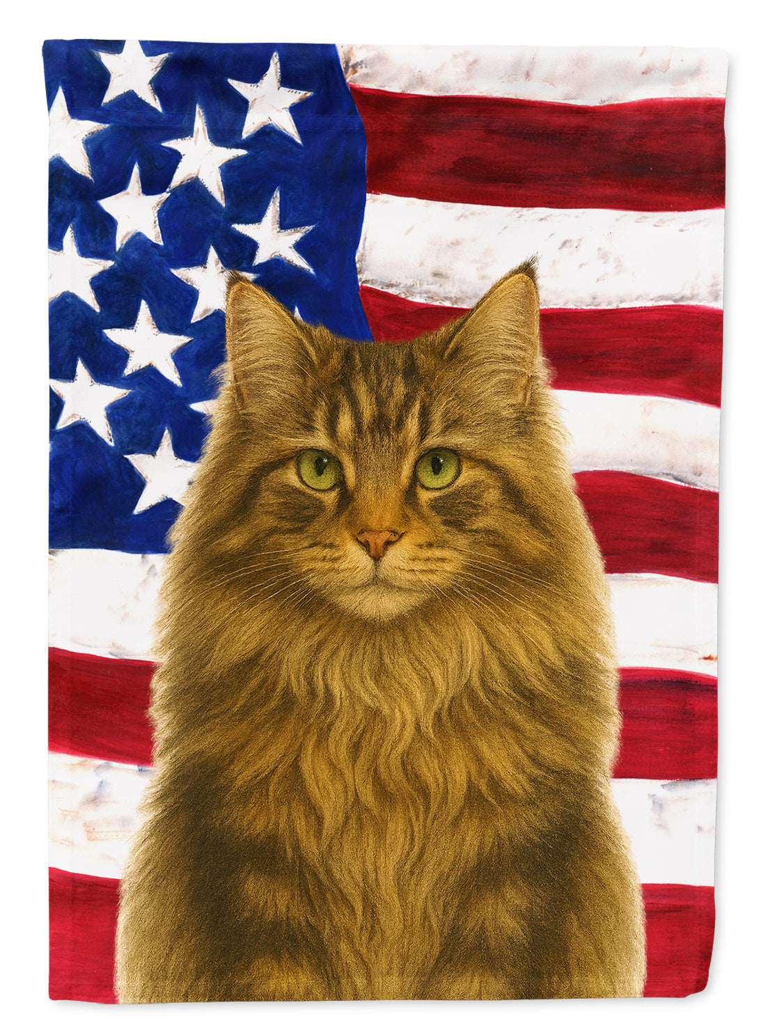 Norwegian Forest Cat Brown Tabby American House Flag 28x40 Porch Sleeve Pole Decorative Outside Yard Banner Artwork Wall Hanging, Polyester