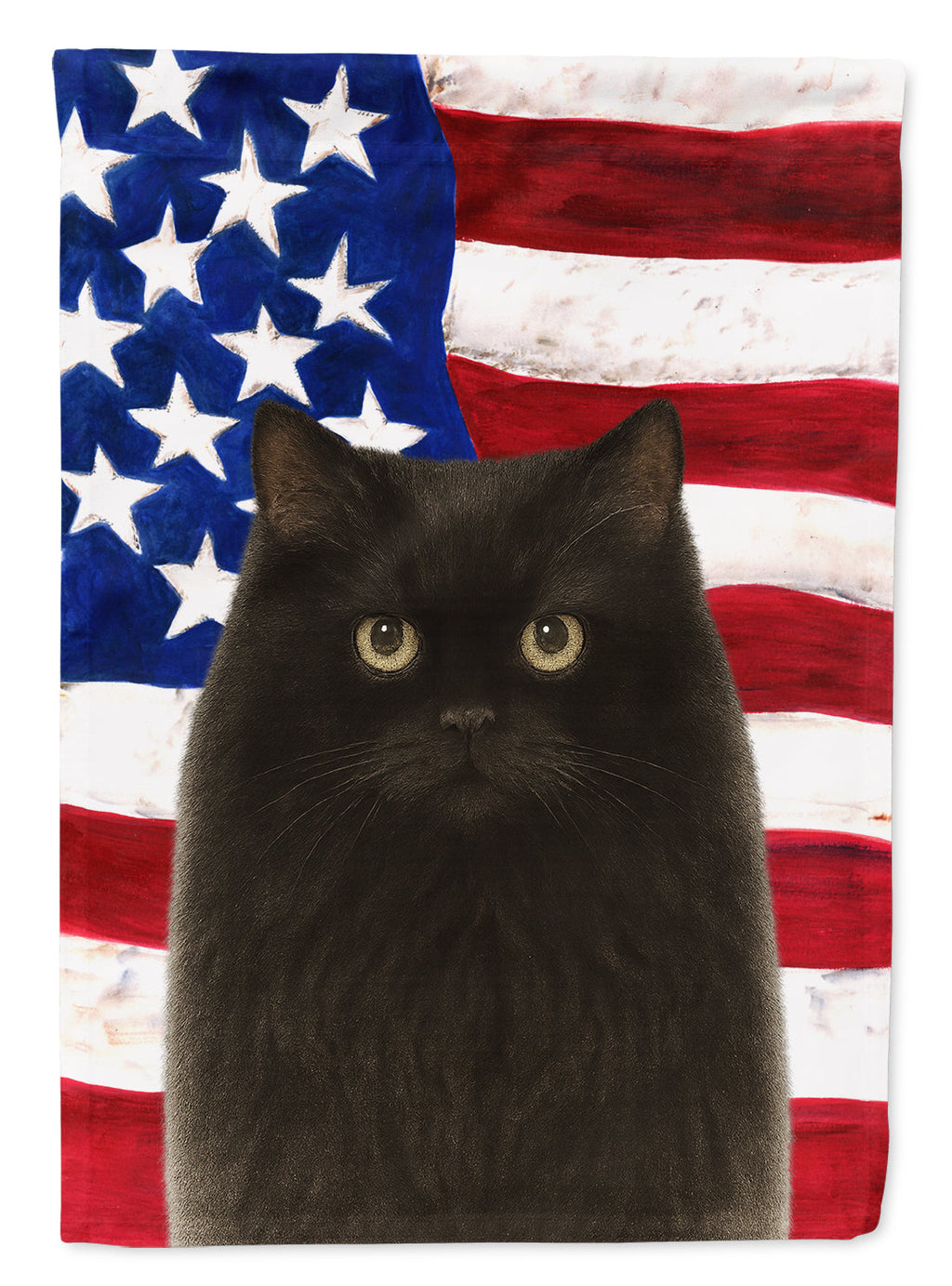 Persian Black Cat American House Flag 28x40 Porch Sleeve Pole Decorative Outside Yard Banner Artwork Wall Hanging, Polyester