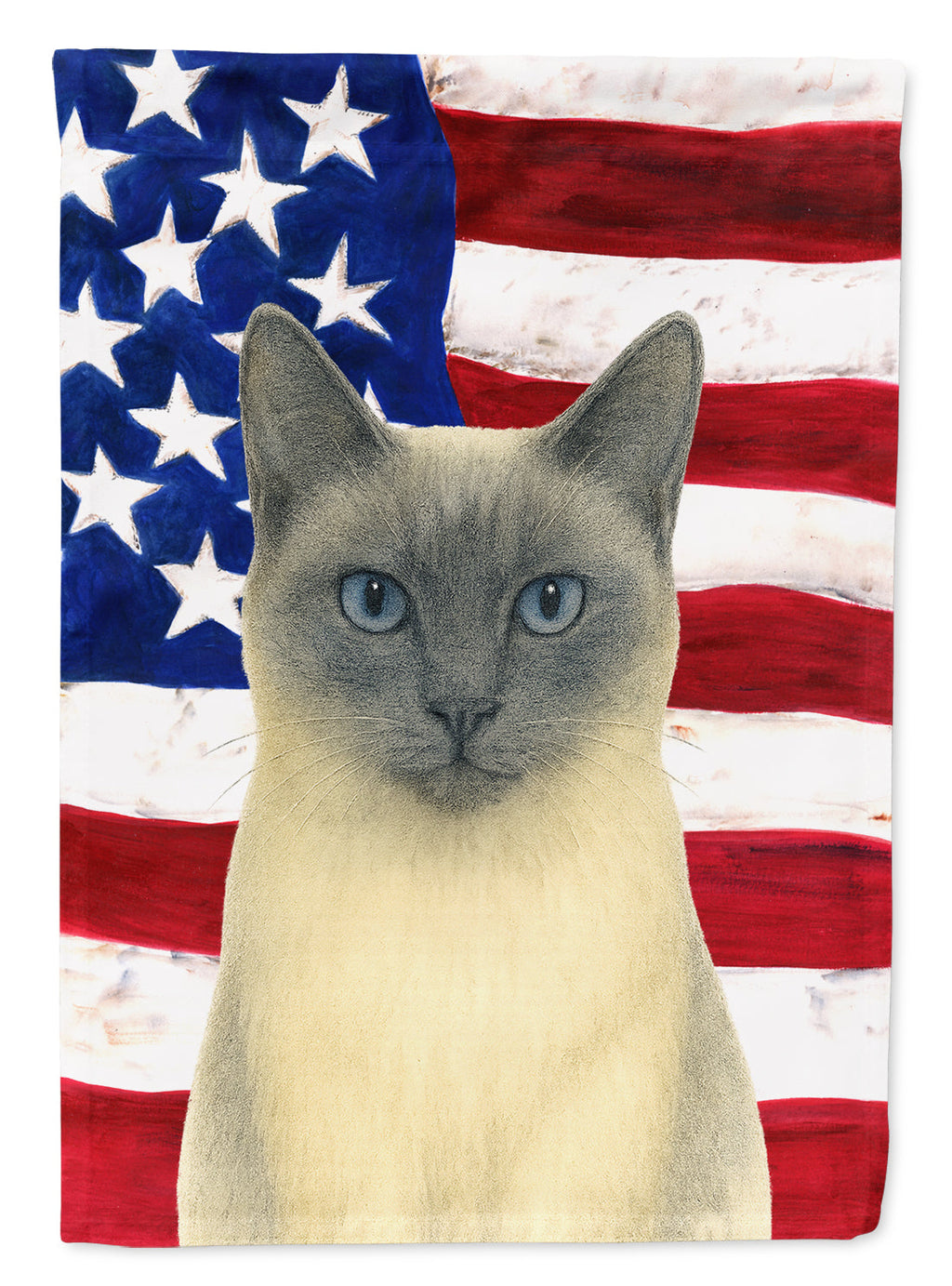 Blue Point Cat American House Flag 28x40 Porch Sleeve Pole Decorative Outside Yard Banner Artwork Wall Hanging, Polyester