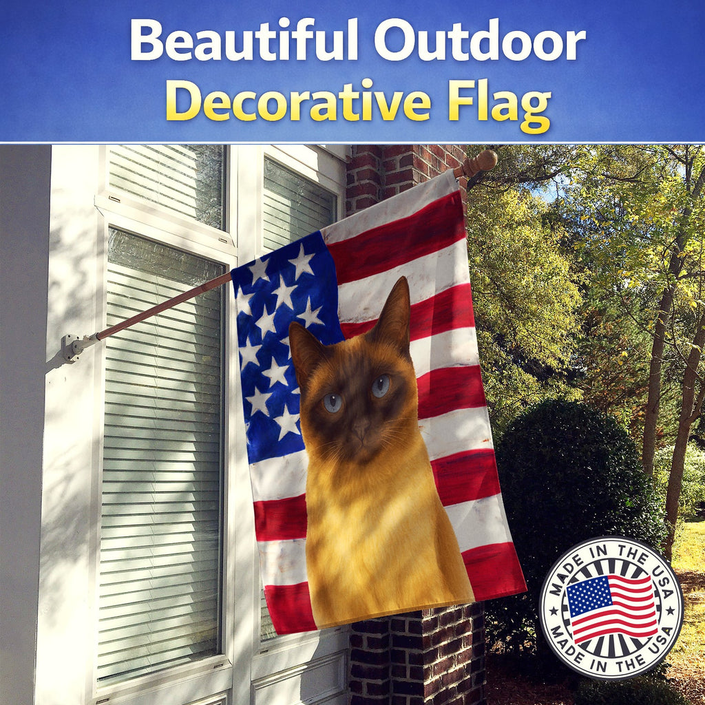 Chocolate Point Cat American House Flag 28x40 Porch Sleeve Pole Decorative Outside Yard Banner Artwork Wall Hanging, Polyester
