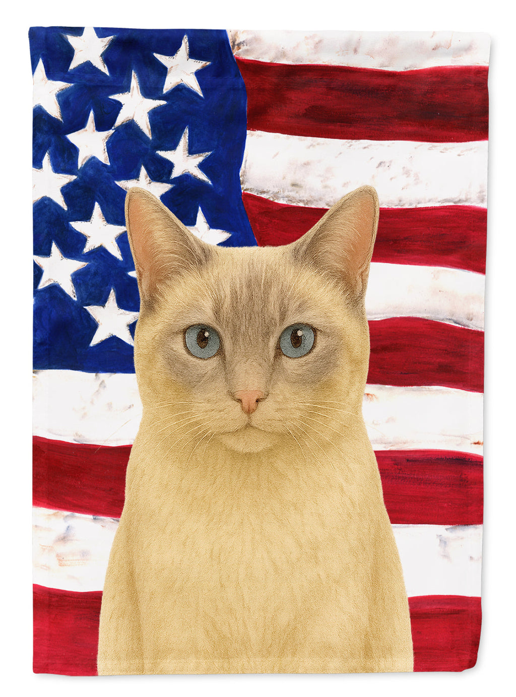 Lilac Point Cat American House Flag 28x40 Porch Sleeve Pole Decorative Outside Yard Banner Artwork Wall Hanging, Polyester